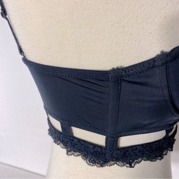 La Senza Black Bustier Bra W Gold Dots And Lace Trim 36B - Picture 7 of 12